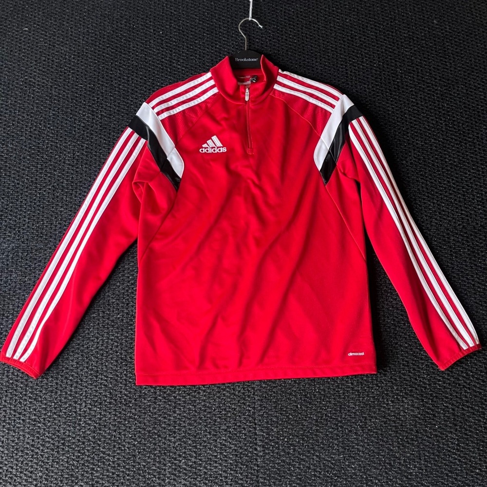 Adidas Youth Large Red Climacool 1/4 Zip Pullover Soccer Training Jacket YL